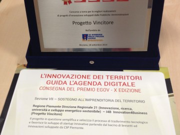 Premio eGov 2014 per il progetto  “Innovation4business – I4b” ideato da Regione e CSP